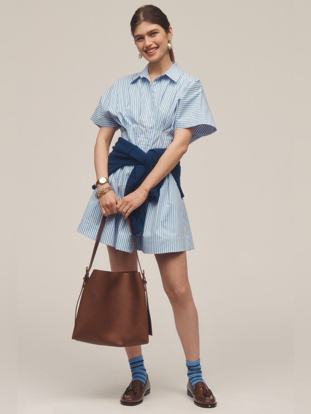 New Anthropologie The @heynasreen Tobie Mini Shirt Dress by Exquise Size Xs